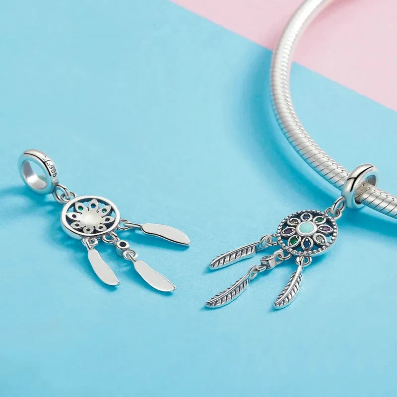 Accesorio colgante de pluma de plata esterlina S925