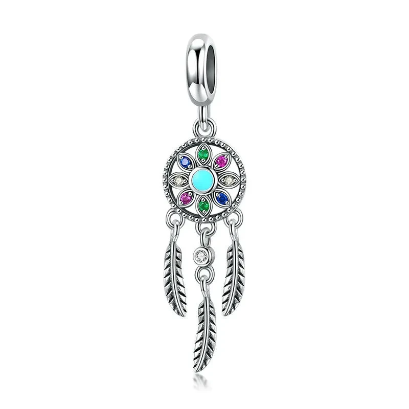 Accesorio colgante de pluma de plata esterlina S925