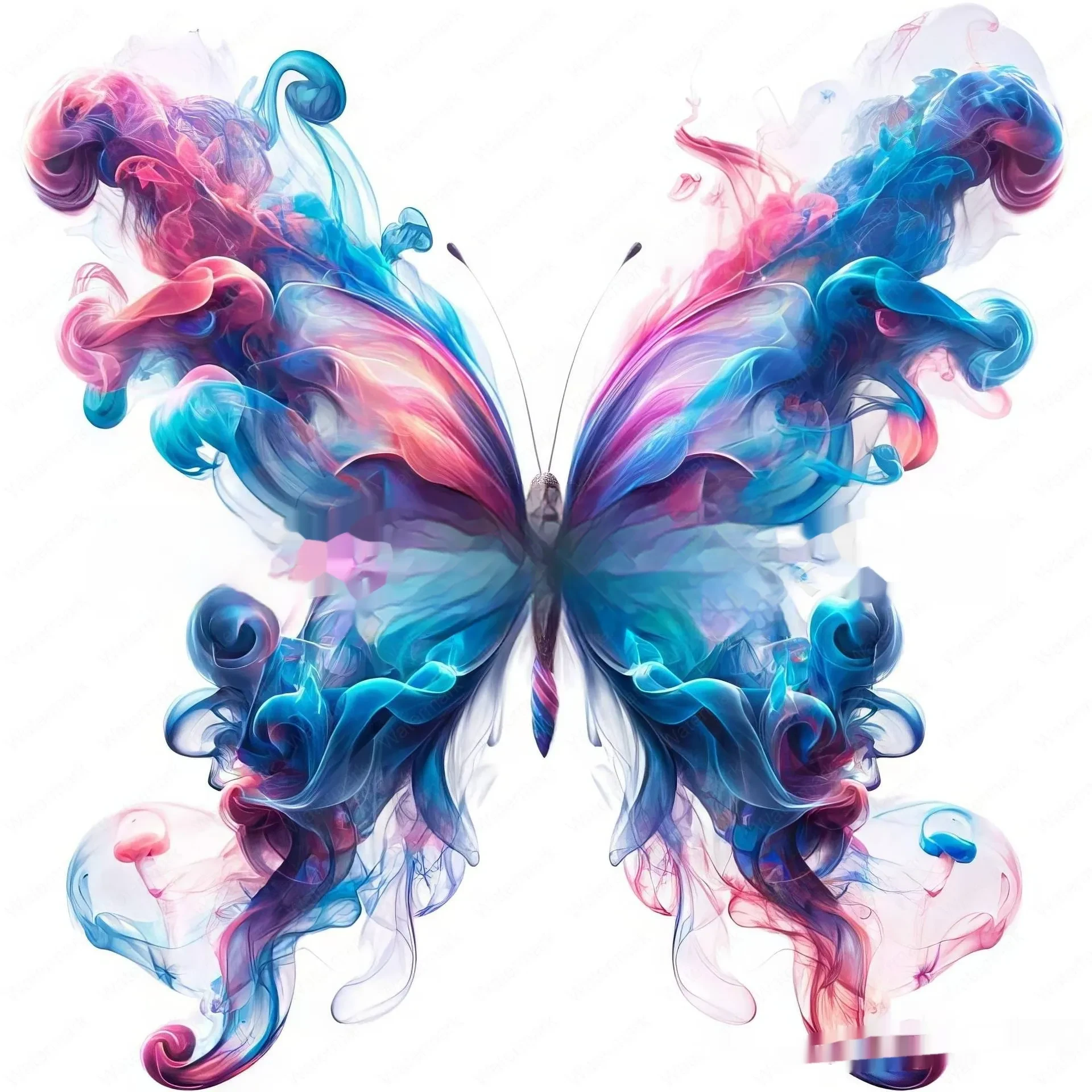 Colgante de mariposa de humo etéreo con decoración de mariposa