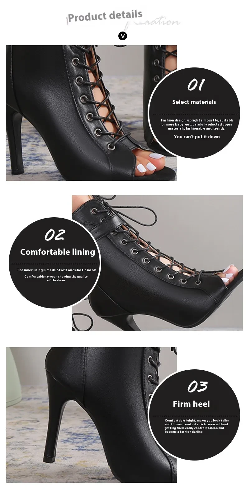 Zapatos de tacón alto con punta abierta para mujer, sandalias con hebilla y cordones a la moda con diseño de cremallera trasera