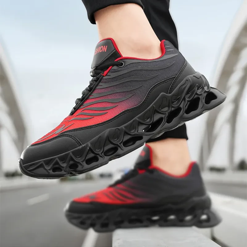 Zapatillas deportivas con cordones para hombre, suela gruesa, vulcanizadas, para correr al aire libre y deportes casuales.