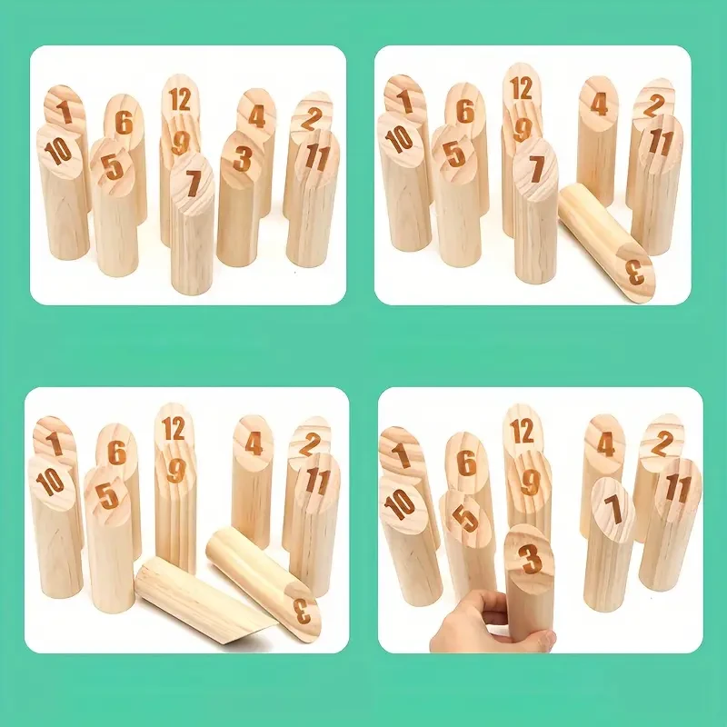 Juego de lanzamiento de números de madera
