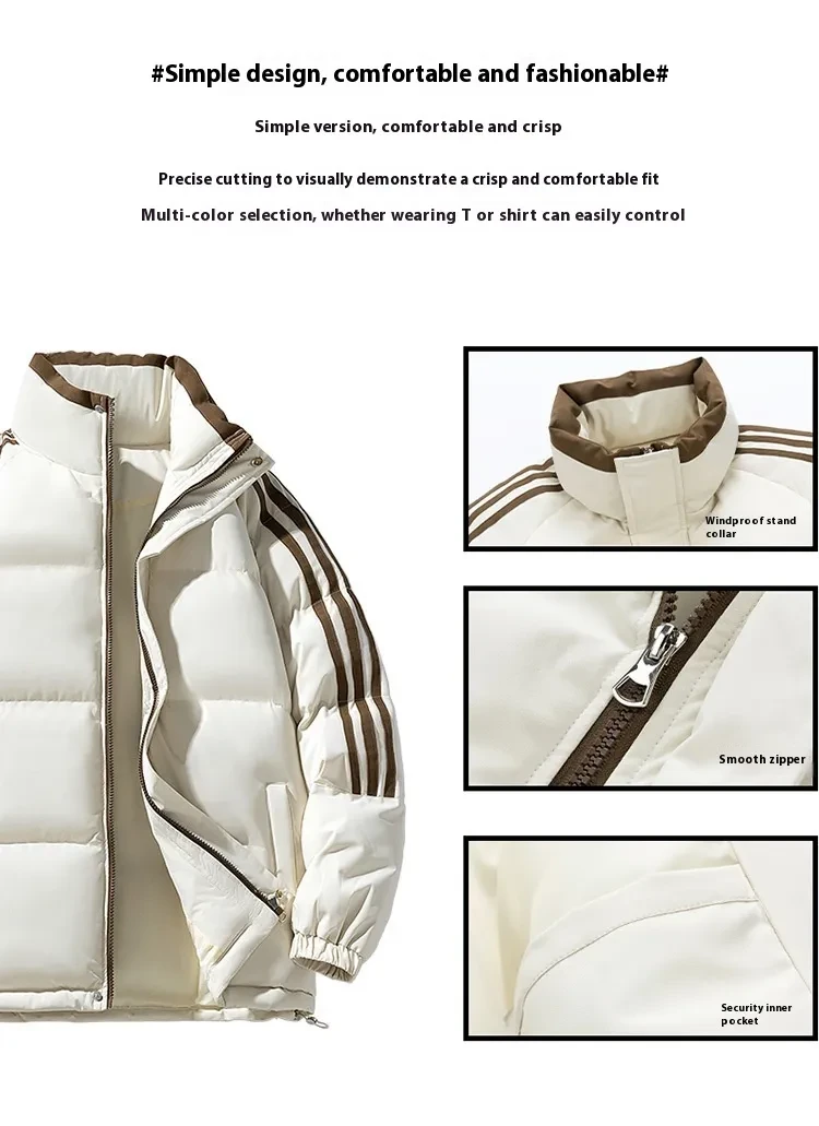 Chaqueta acolchada de algodón y plumón para invierno, cálida y gruesa.