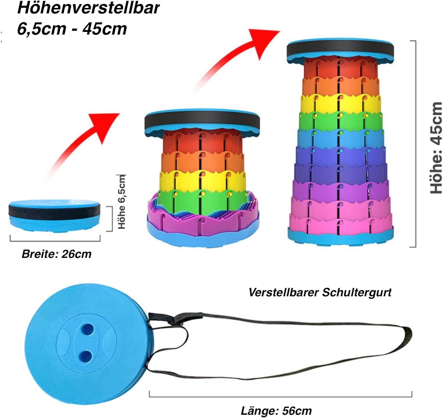 Taburete telescópico plegable para exteriores, silla plegable portátil para viajes, pesca y colas.