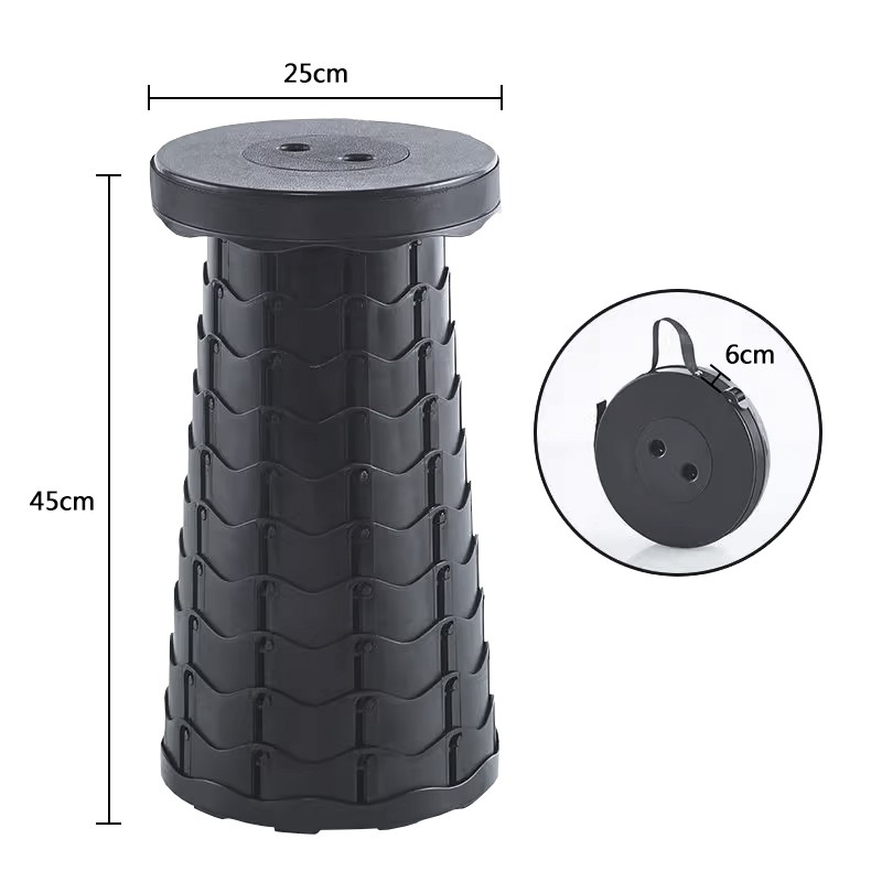 Taburete telescópico plegable para exteriores, silla plegable portátil para viajes, pesca y colas.
