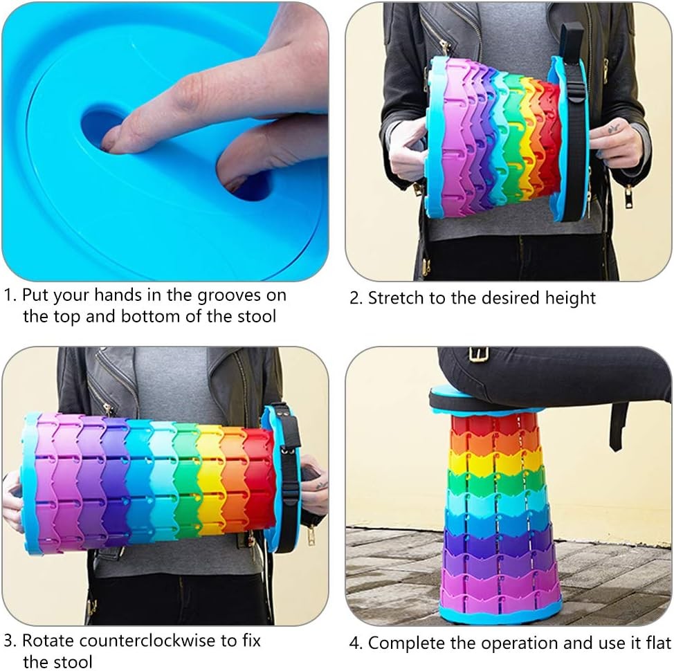 Taburete telescópico plegable para exteriores, silla plegable portátil para viajes, pesca y colas.