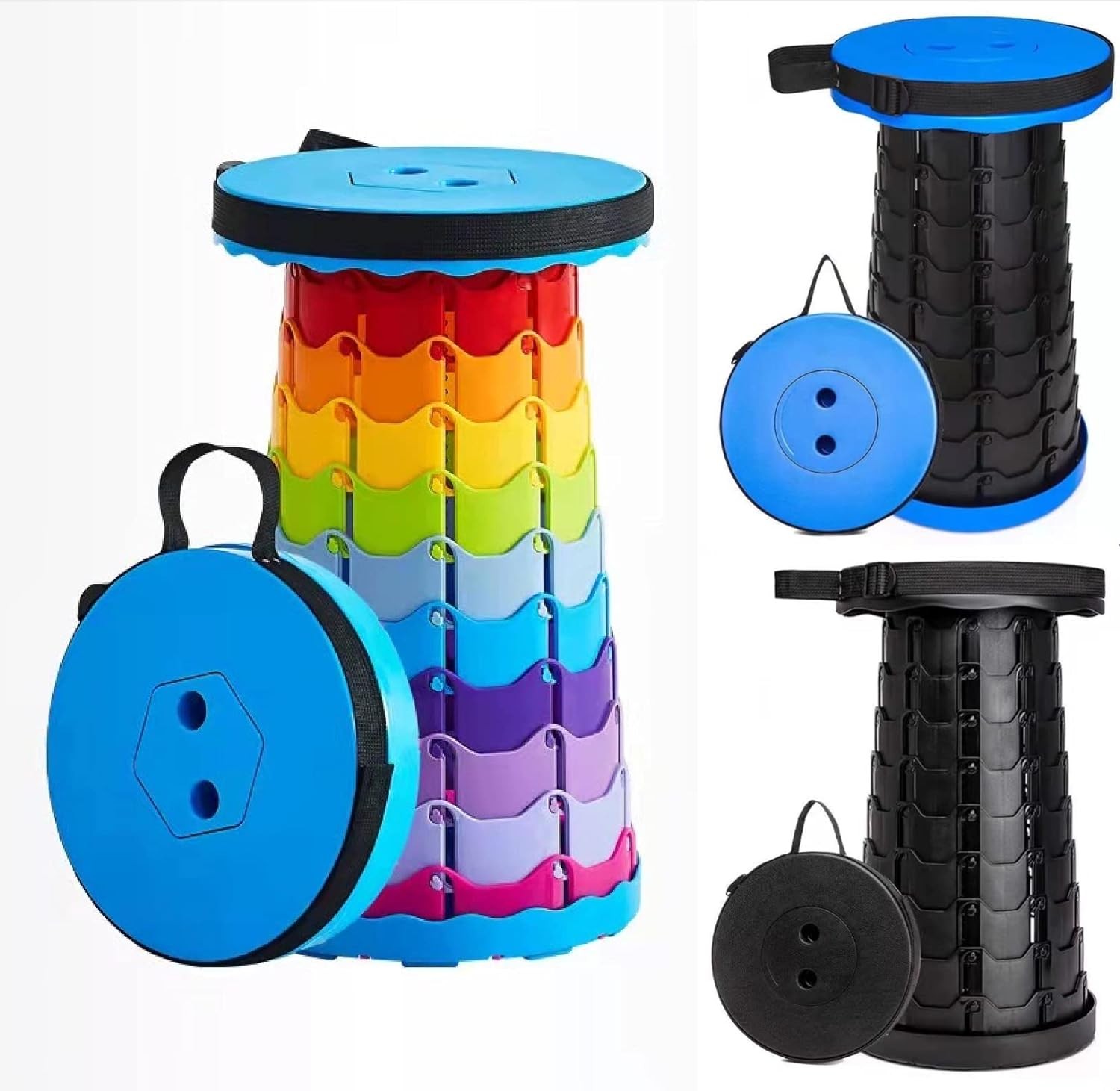 Taburete telescópico plegable para exteriores, silla plegable portátil para viajes, pesca y colas.