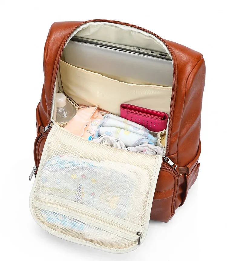Bolso de mamá, mochila y bolso de papá de cuero sintético personalizado