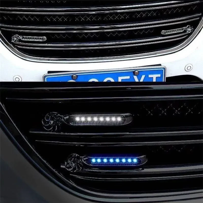 2 luces LED de circulación diurna para coche, sin necesidad de fuente de alimentación externa, RGB, estilo motocicleta.