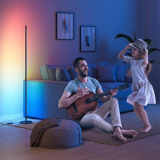 Lámpara de pie LED de esquina con tira decorativa y personalidad para mesita de noche
