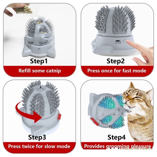 Cepillo eléctrico para gatos con luz LED, juguete masajeador, productos para mascotas
