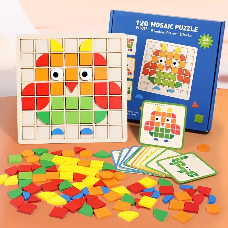 Juego de rompecabezas de mosaico 3D de 120 piezas - Juguetes de madera