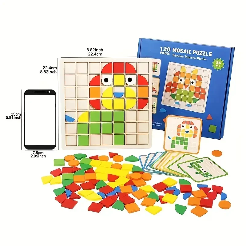 Juego de rompecabezas de mosaico 3D de 120 piezas - Juguetes de madera