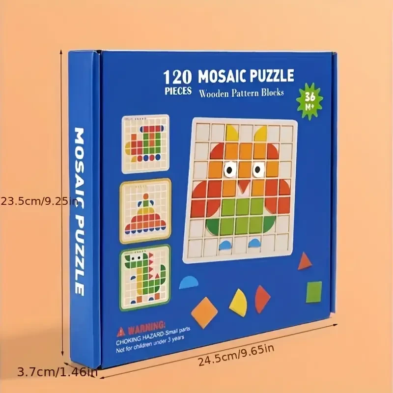 Juego de rompecabezas de mosaico 3D de 120 piezas - Juguetes de madera