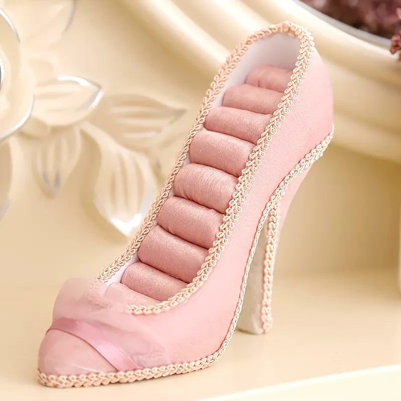 Organizador de joyas para zapatos de tacón alto de color rosa