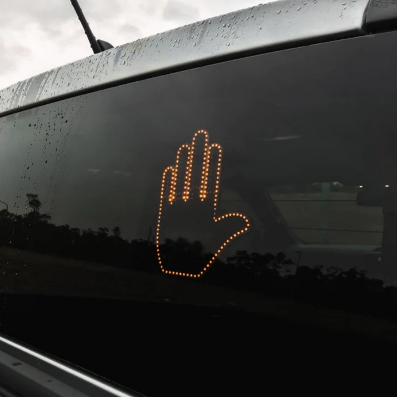 Nueva y divertida luz LED gestual iluminada para el dedo del coche con control remoto, señales de furia al volante, lámpara de mano con luz gestual para el dedo medio