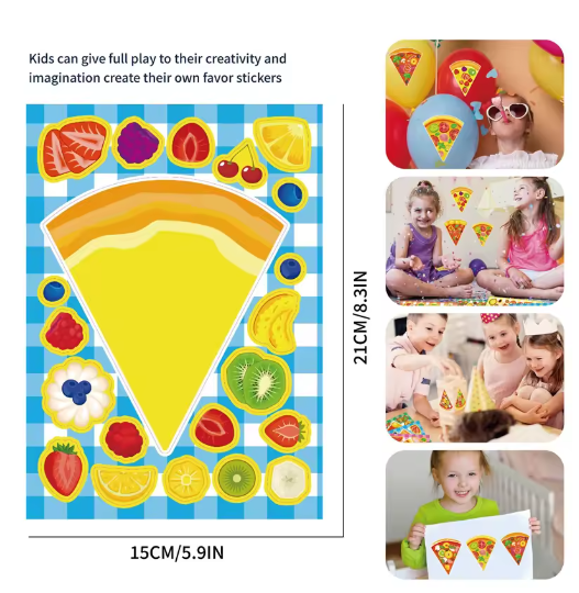 Pegatinas de pizza para niños: diseños creativos y divertidos para tus porciones favoritas de pizza. Rompecabezas, manualidades, proyectos, juguetes para fiestas familiares.