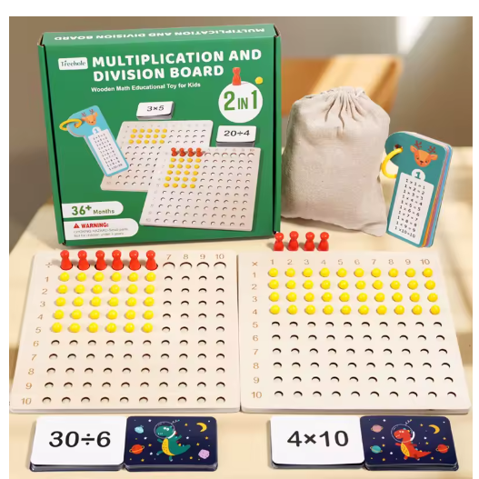Tablero de multiplicación de matemáticas Montessori, juguetes de madera para niños en edad preescolar, juego de mesa educativo, juguetes para enseñar a contar.