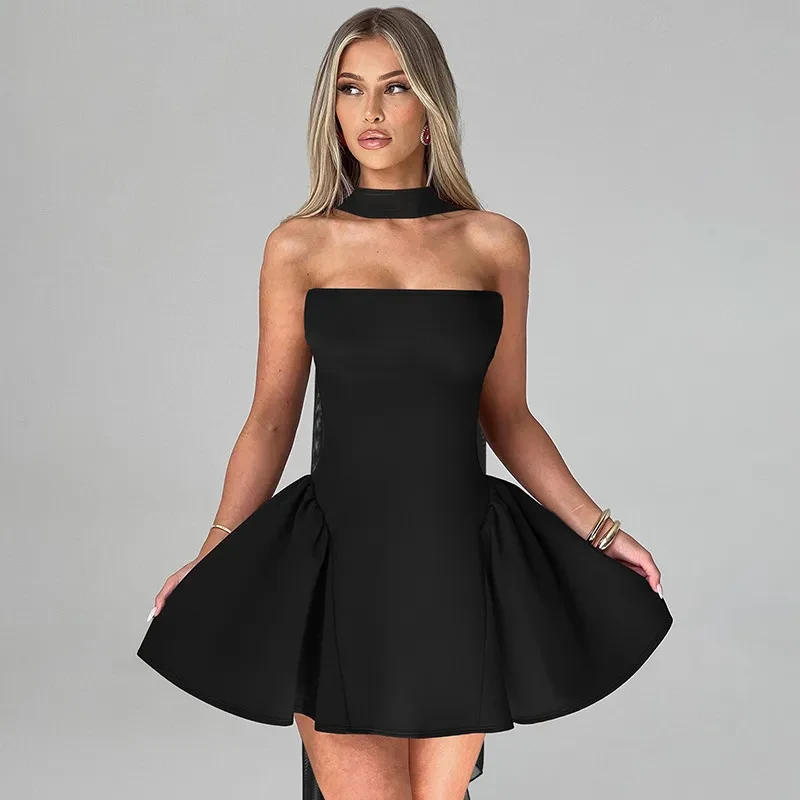 Vestido tubo sexy con cremallera en la espalda, vestido corto de moda para fiesta, ropa para mujer