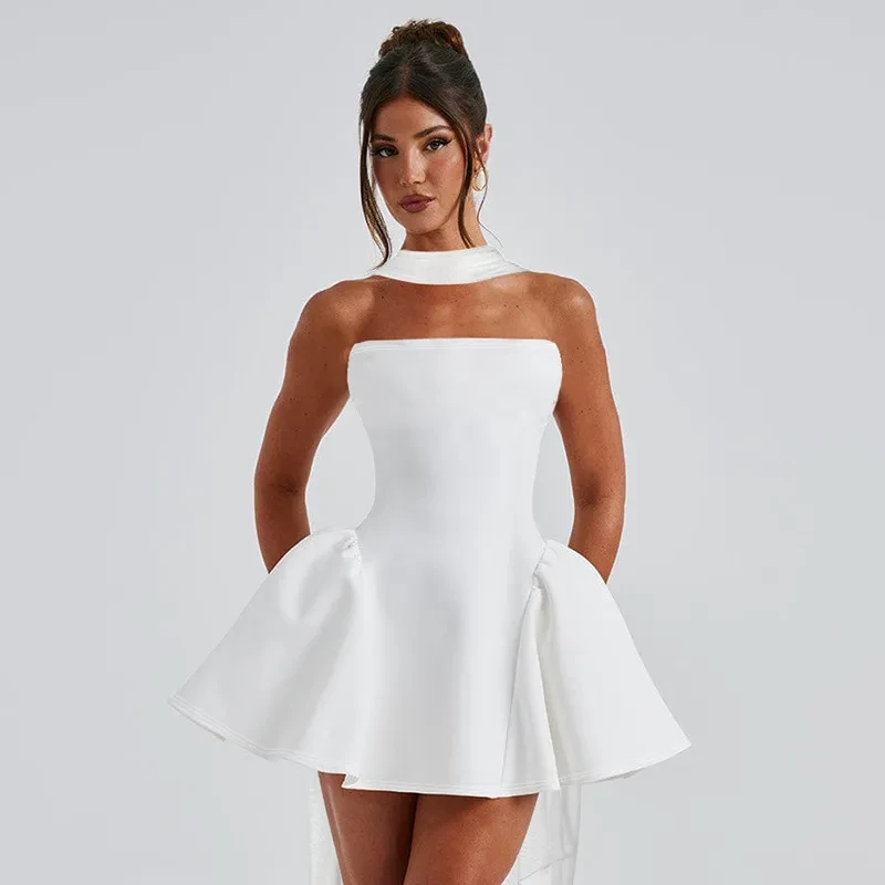 Vestido tubo sexy con cremallera en la espalda, vestido corto de moda para fiesta, ropa para mujer