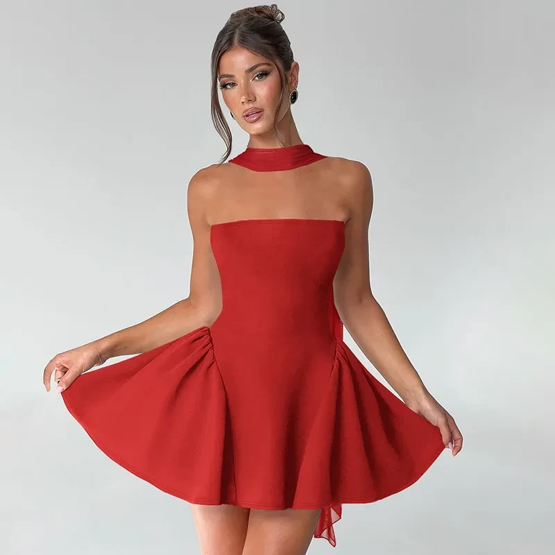 Vestido tubo sexy con cremallera en la espalda, vestido corto de moda para fiesta, ropa para mujer