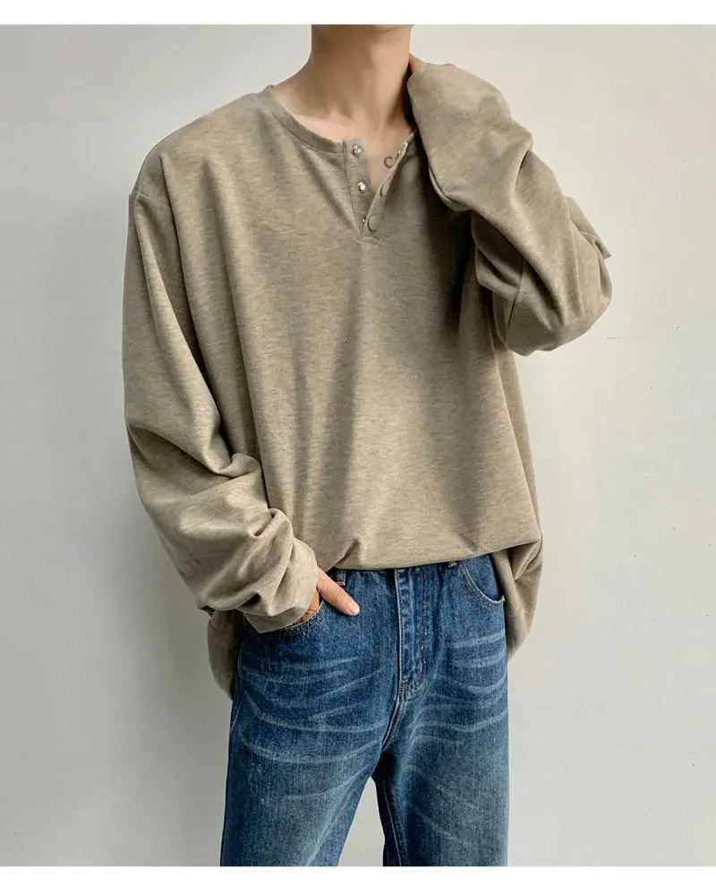 Camiseta de manga larga de marca de moda estadounidense para hombre, primavera y otoño