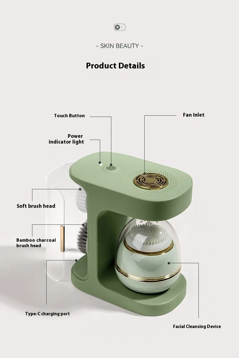 Limpiador facial eléctrico de silicona para lavado facial.