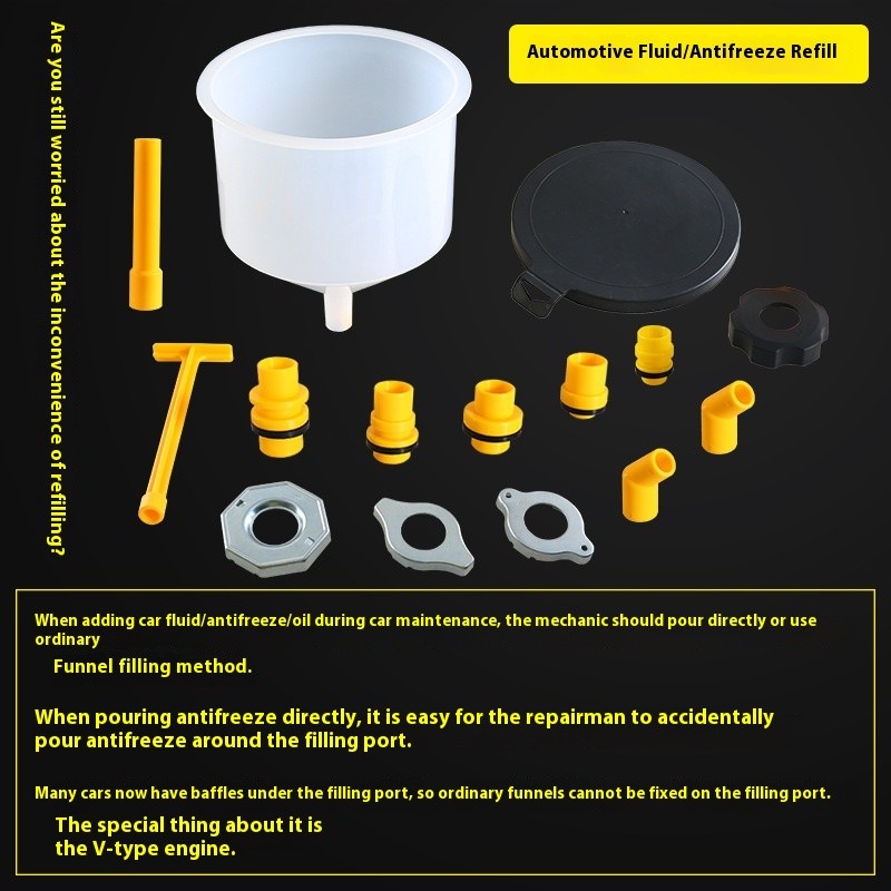 Juego de 15 embudos de plástico para refrigerante y anticongelante