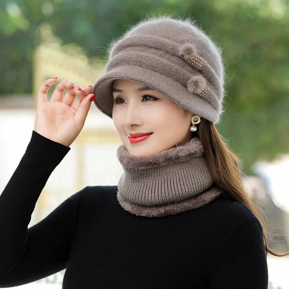 Gorro elegante de lana cálida para mujer, diseño de abuela