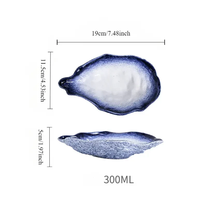 2 platos de postre de cerámica con forma de concha de ostra