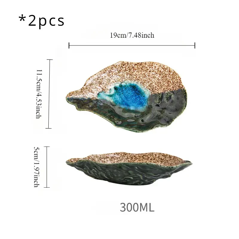 2 platos de postre de cerámica con forma de concha de ostra