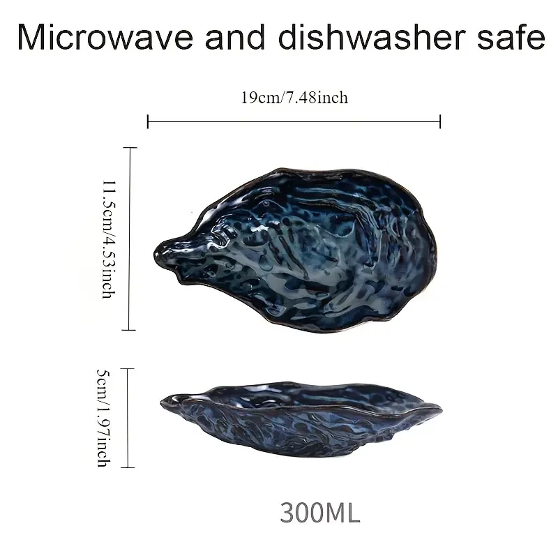 2 platos de postre de cerámica con forma de concha de ostra