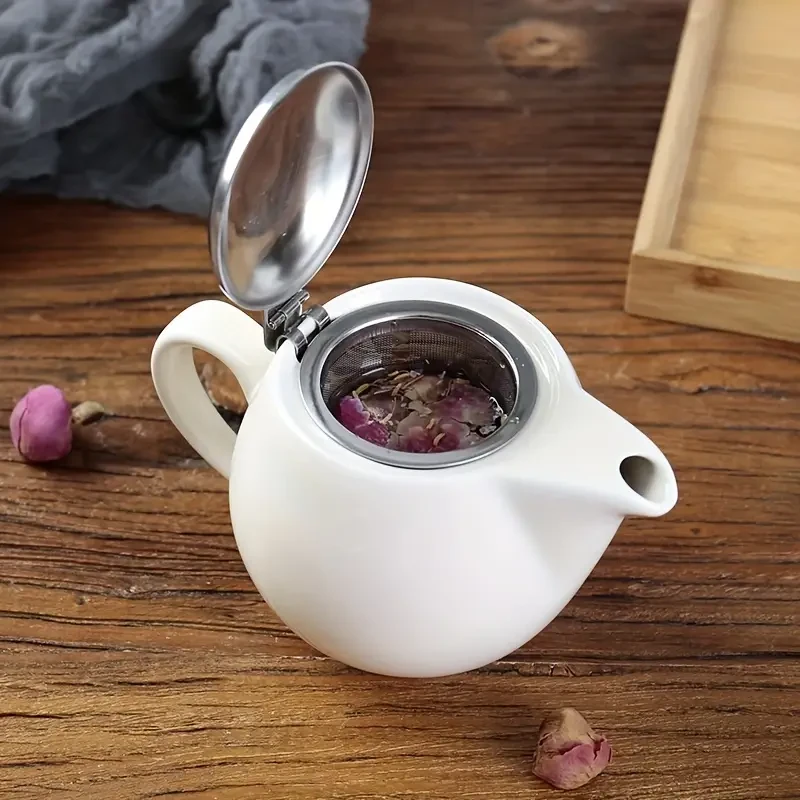 Tetera de cerámica de 350 ml con tapa de acero inoxidable y filtro extrafino (6 colores)