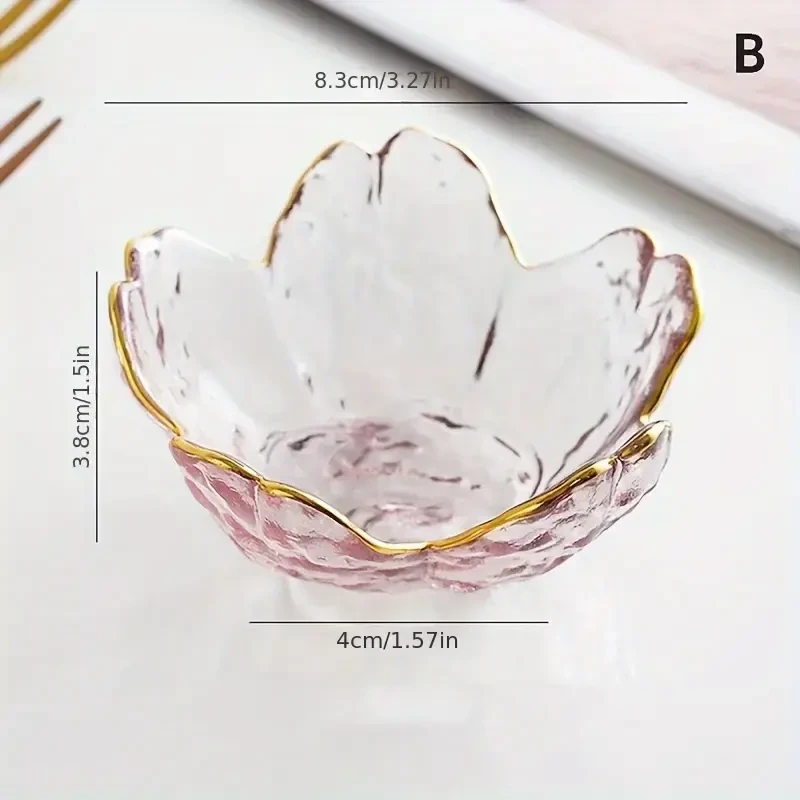 6 platos de salsa de cristal con diseño de flor de cerezo y borde dorado