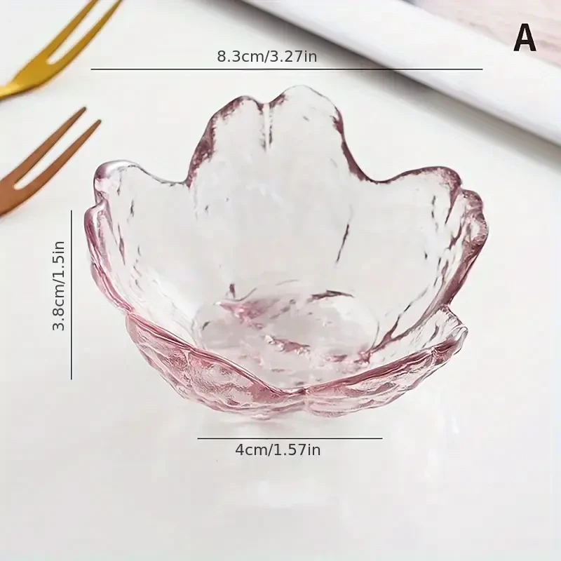 6 platos de salsa de cristal con diseño de flor de cerezo y borde dorado