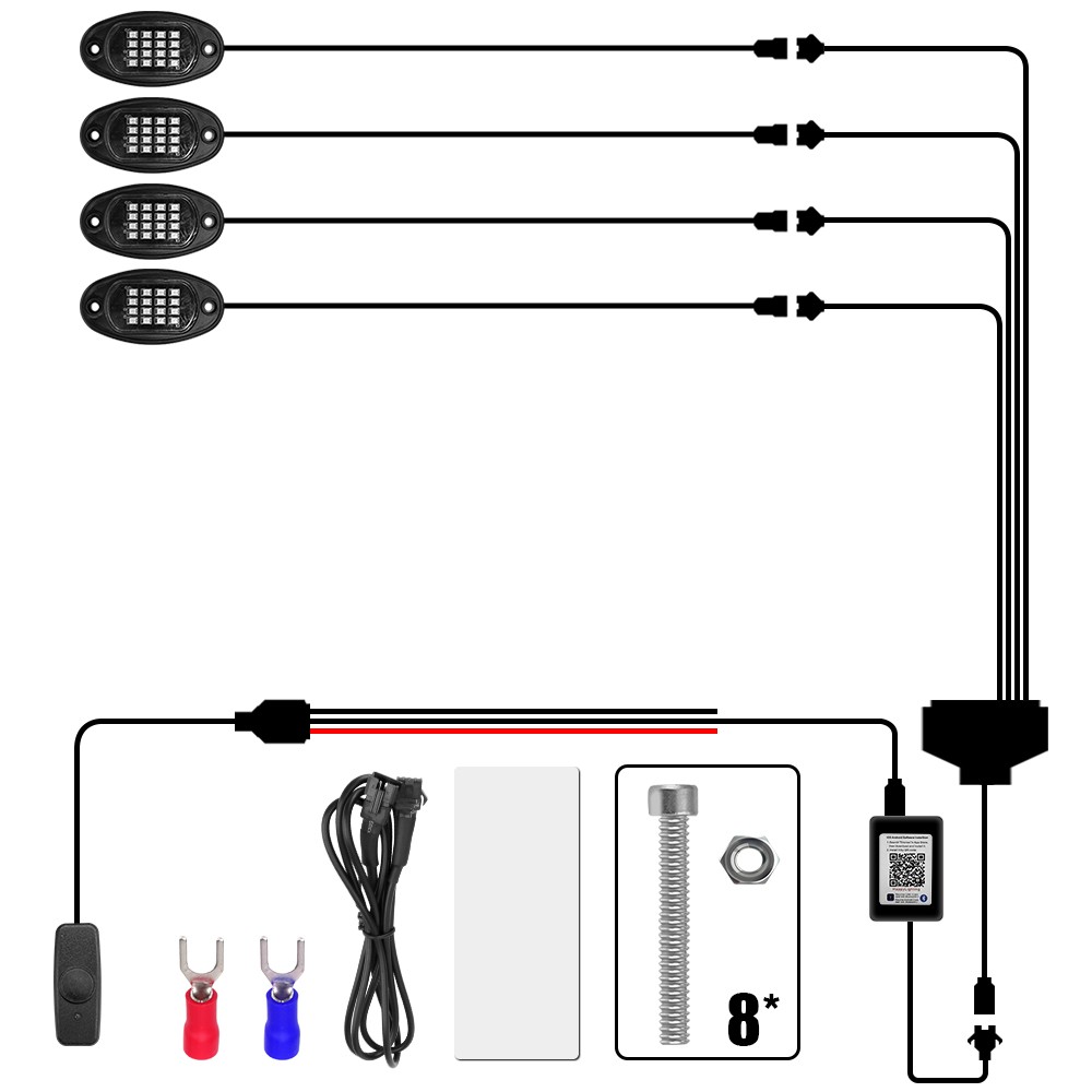 Luces LED RGB para chasis de coche, 4/6/8 en 1, para Jeep