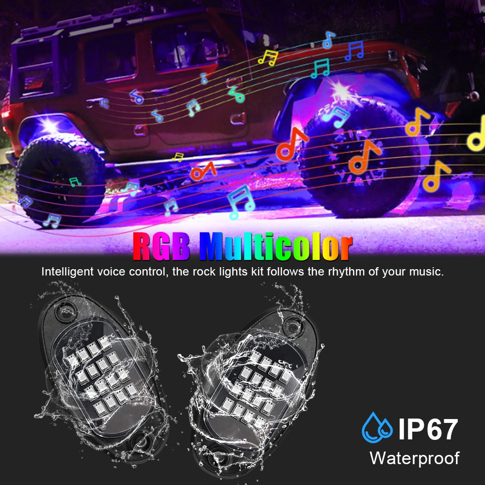 Luces LED RGB para chasis de coche, 4/6/8 en 1, para Jeep