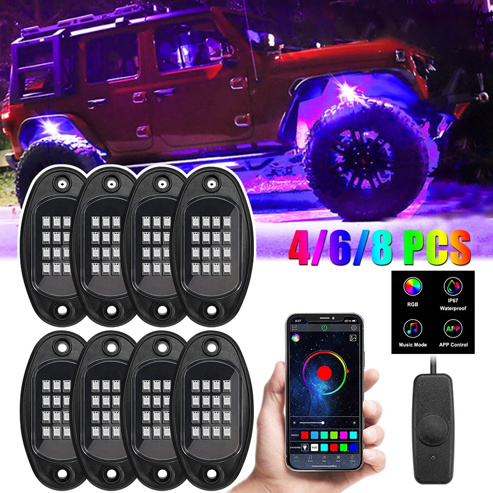 Luces LED RGB para chasis de coche, 4/6/8 en 1, para Jeep