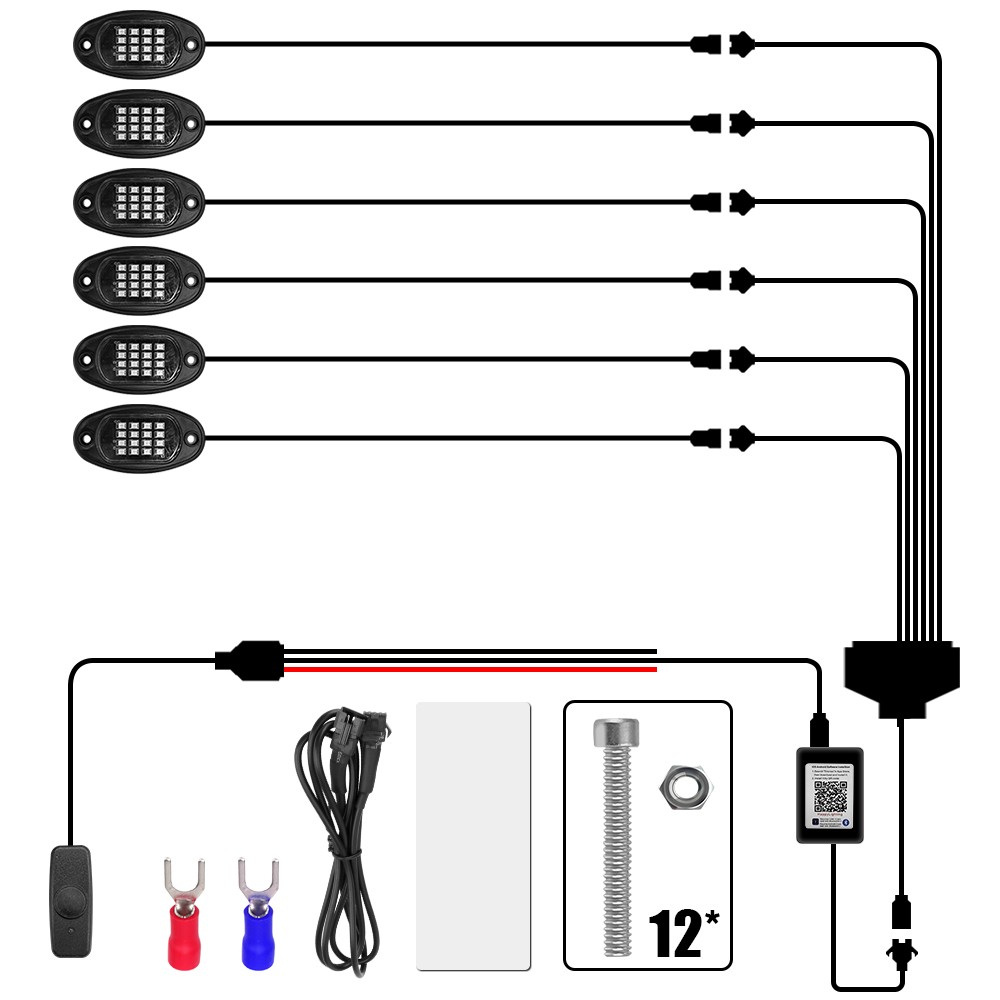 Luces LED RGB para chasis de coche, 4/6/8 en 1, para Jeep