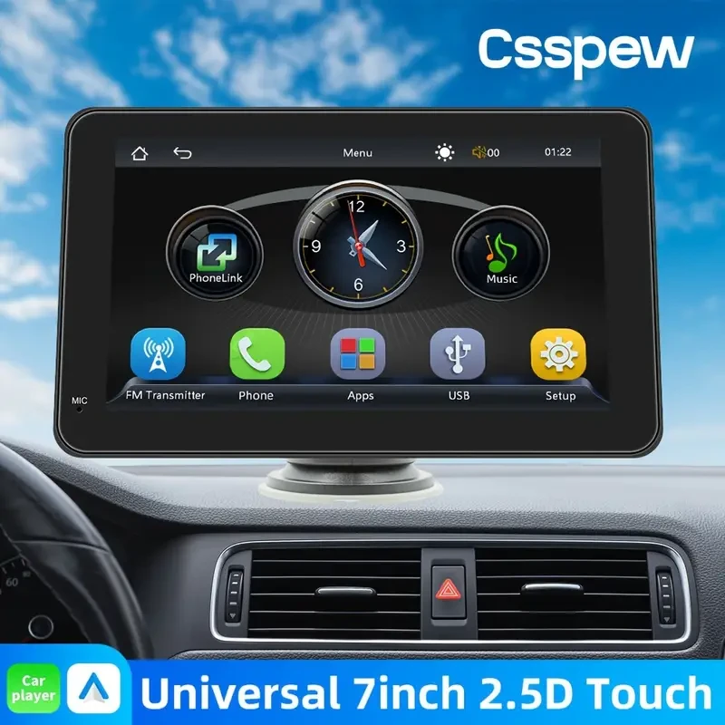 Estéreo para coche - Portátil inalámbrico con pantalla táctil de 7 pulgadas