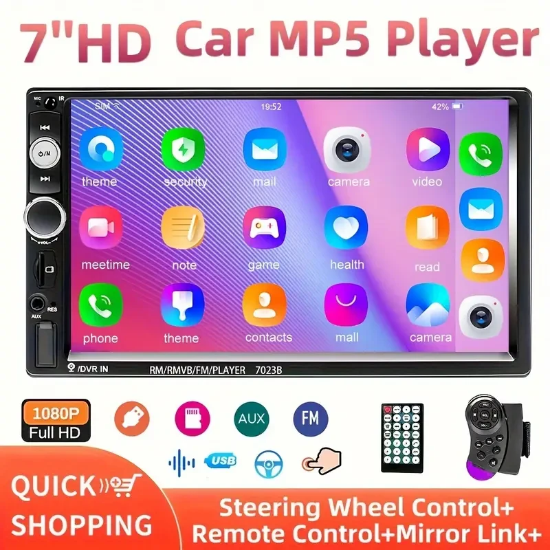 Pantalla táctil HD de 7 pulgadas para coche