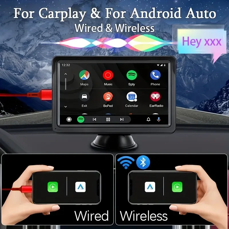 Estéreo inalámbrico para coche CarPlay de 7 pulgadas y Android Auto