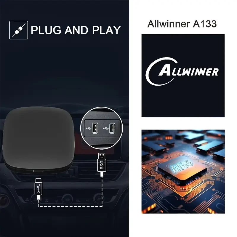Adaptador inalámbrico CarPlay 3 en 1 con Android 10