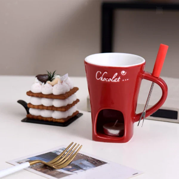 Taza de cerámica multifuncional para fondue