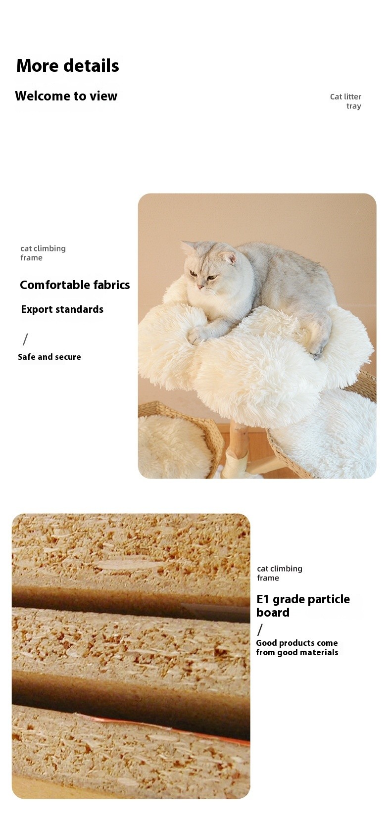 Árbol de frutas natural para gatos, estructura de escalada de madera maciza de ratán, nido para gatos, árbol para gatos