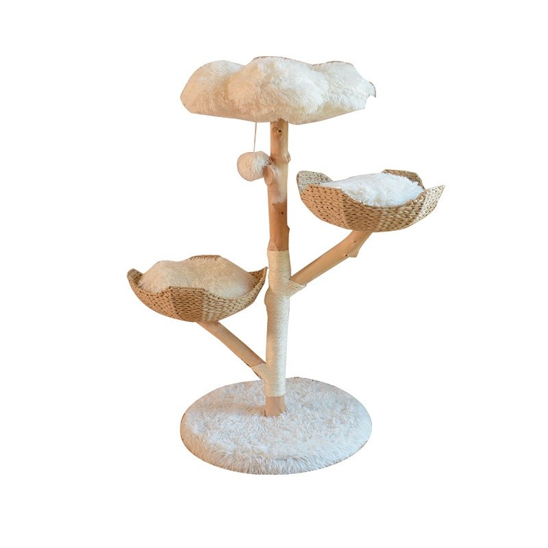 Árbol de frutas natural para gatos, estructura de escalada de madera maciza de ratán, nido para gatos, árbol para gatos