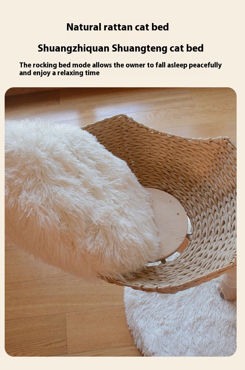 Árbol de frutas natural para gatos, estructura de escalada de madera maciza de ratán, nido para gatos, árbol para gatos