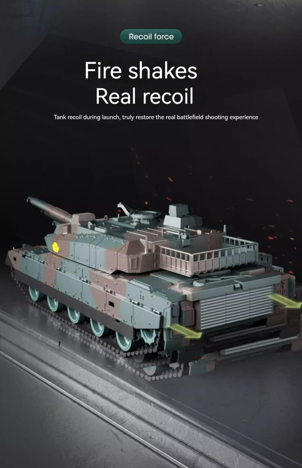 Tanque, Tanque RC, Tanque de Control Remoto, 12 canales, Verde Ejército.