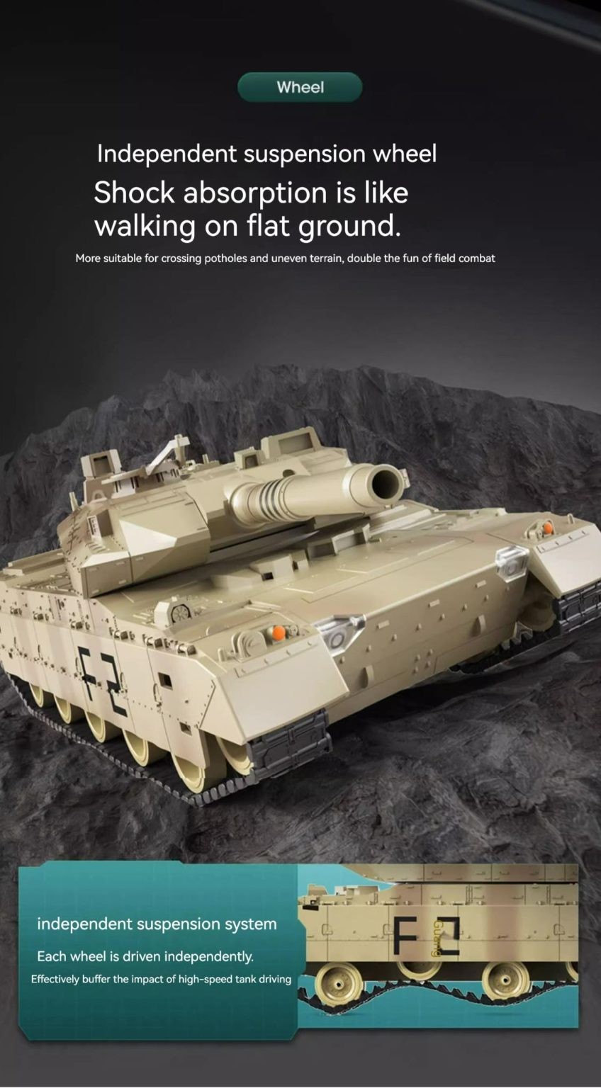 Tanque, Tanque RC, Tanque de Control Remoto, 12 canales, Verde Ejército.