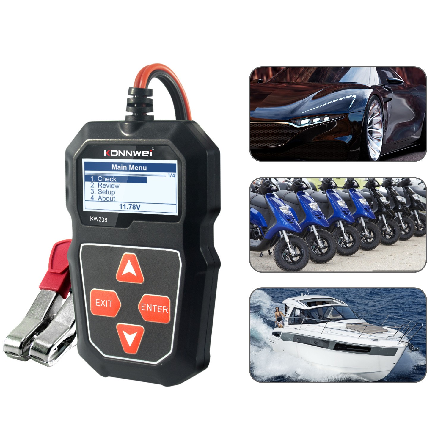 Comprobador de resistencia de batería de coche Konnwei Kw208
